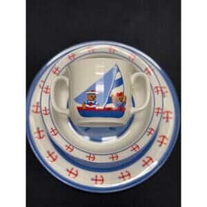Vintage Sango Children’s Cup and Dish Set - Nautical Bears